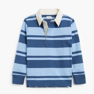 Crewcuts Rugby Polo Shirt Boys XXL Blue Stripe White Collar Long Sleeve Pullover